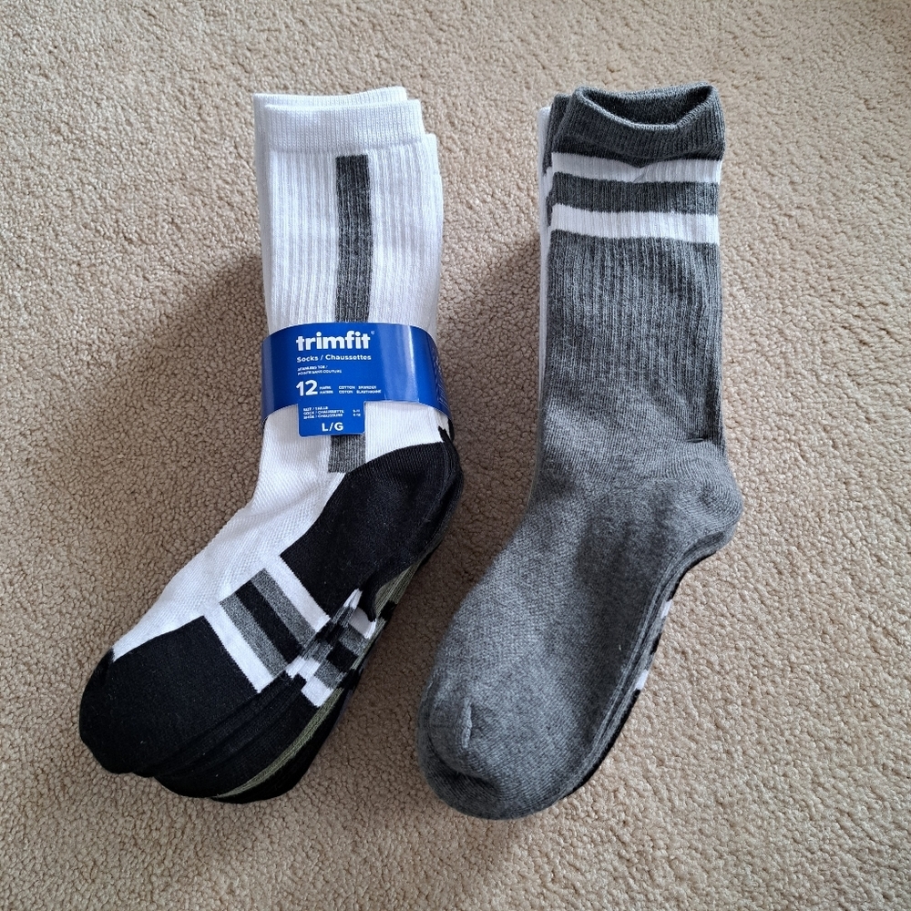 Trimfit Youth Socks 22 Pairs Boys Size 9-11 Crew Socks Assorted Colours NEW
